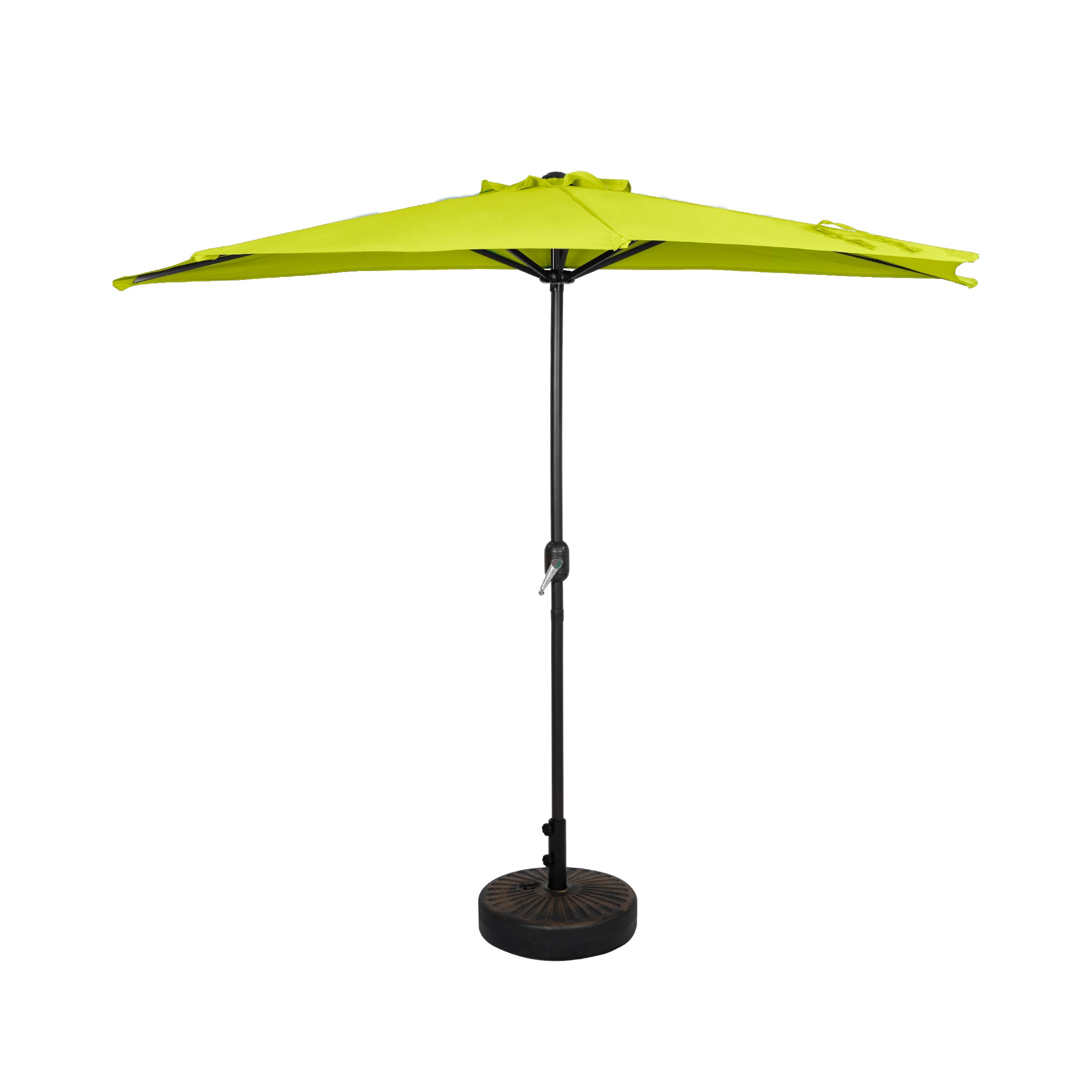 Lanai 9 ft. Aluminum Half Market Crank Lift Patio Umbrella with Base