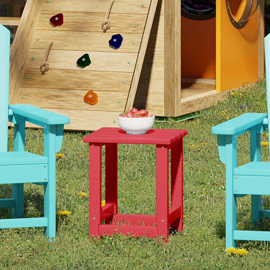 Malibu Kids Outdoor Patio Furniture HDPE Adirondack Square Side Table