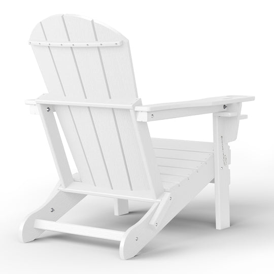 Nantucket Outdoor Patio HDPE Resin Adirondack Chair With Cup Holder and Phone Holder