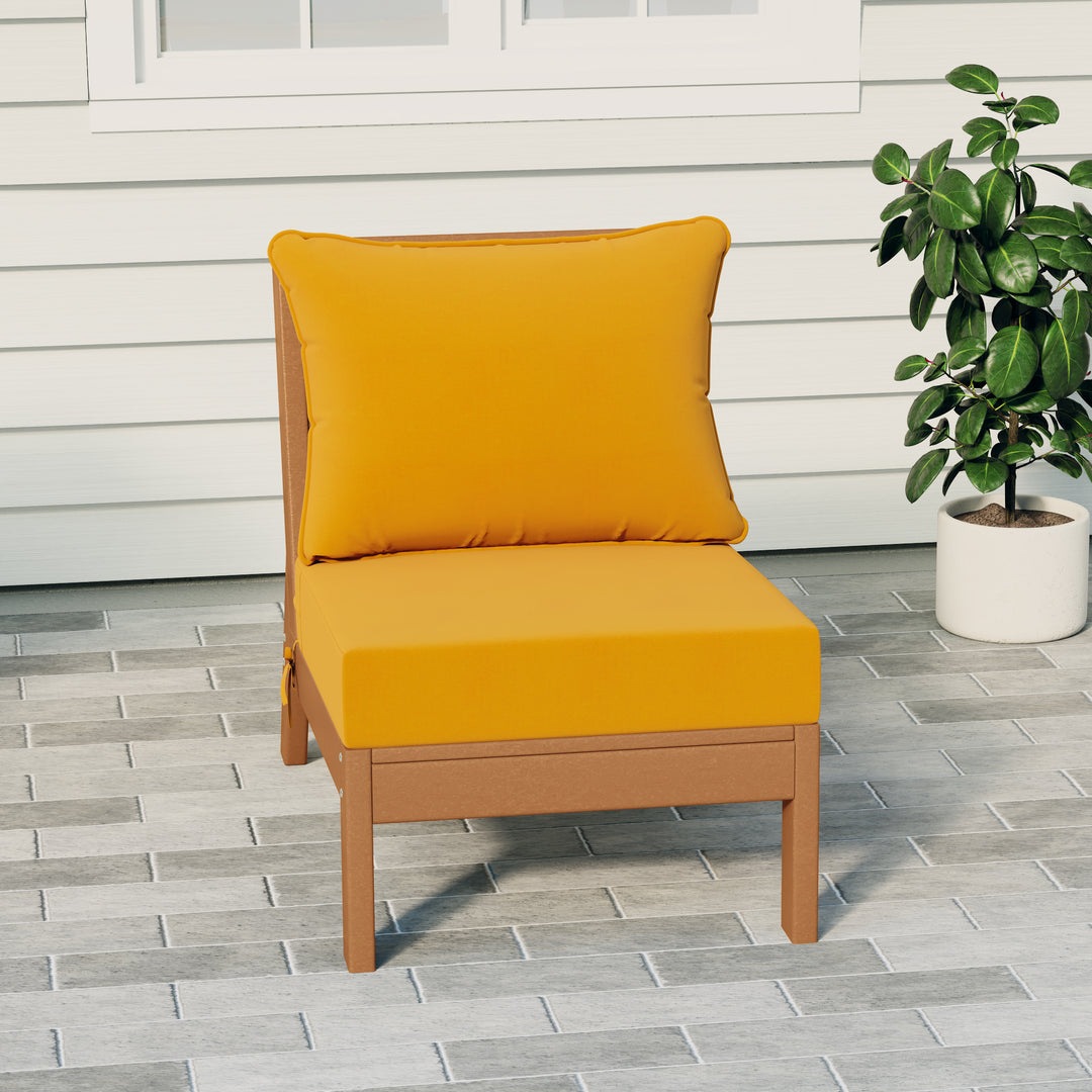 Avalon Outdoor HDPE Deep Seating Modular Armless Patio Chair with Patio Cushions