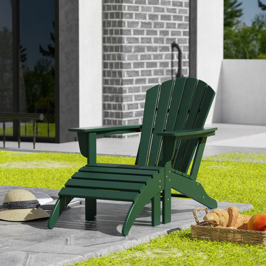 Dylan Outdoor Adirondack Chair With Ottoman 2-Piece Set