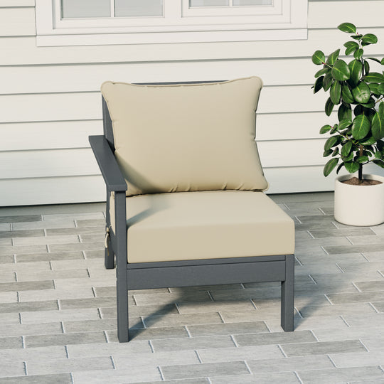Avalon Outdoor Patio HDPE Left Arm Sectional Corner Club Chair with Patio Cushions