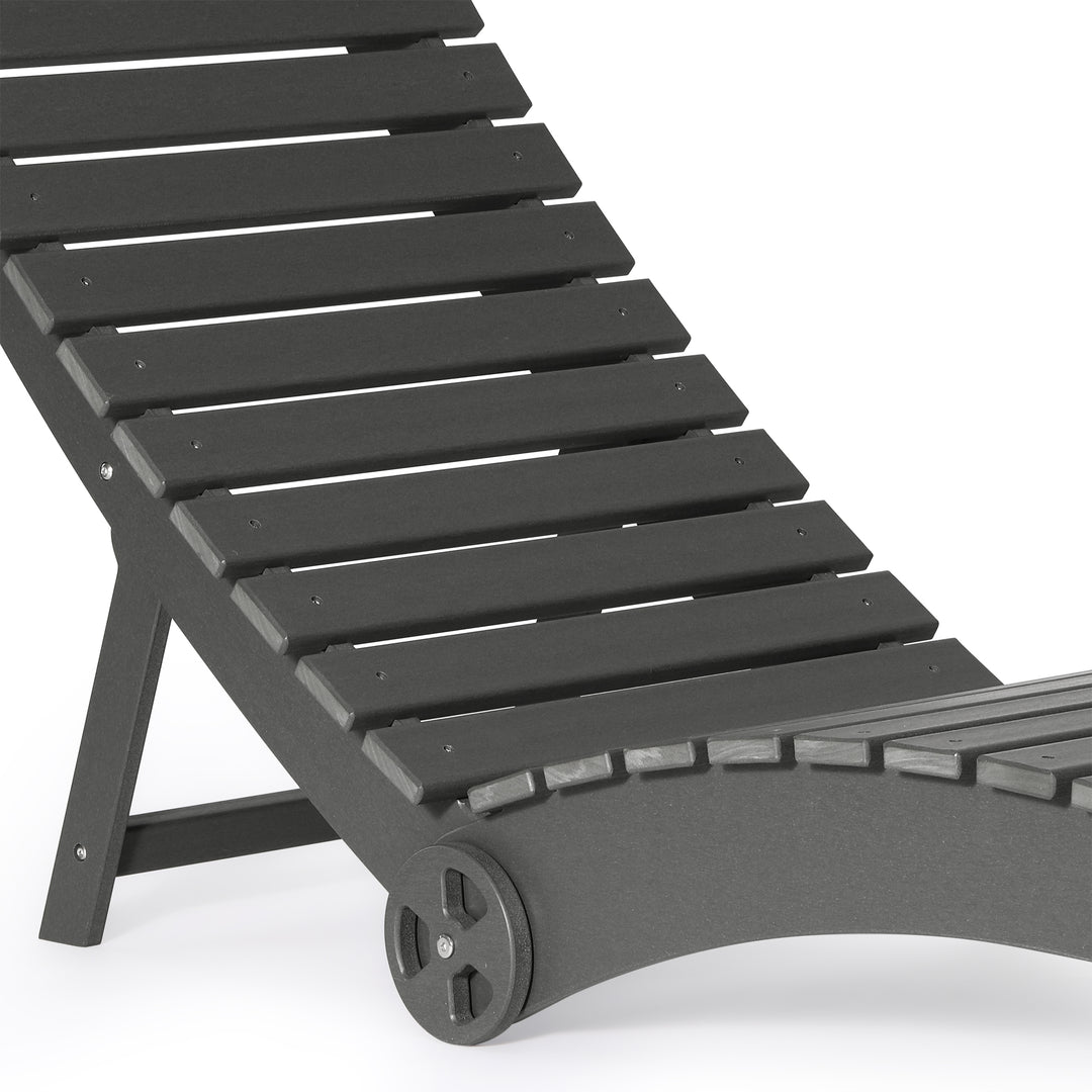Outdoor HDPE In-Pool Patio Chaise Lounge Chair With Wheels