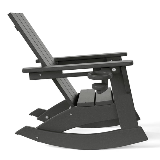 Ashore 3-Piece Kids Modern Rocking Chair With Cup Holder and Square Side Table Set