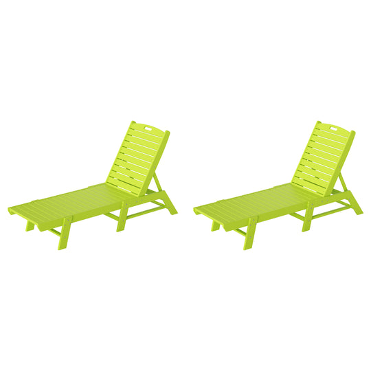 Malibu Adirondack Outdoor Patio Armless Chaise Lounge (Set of 2)