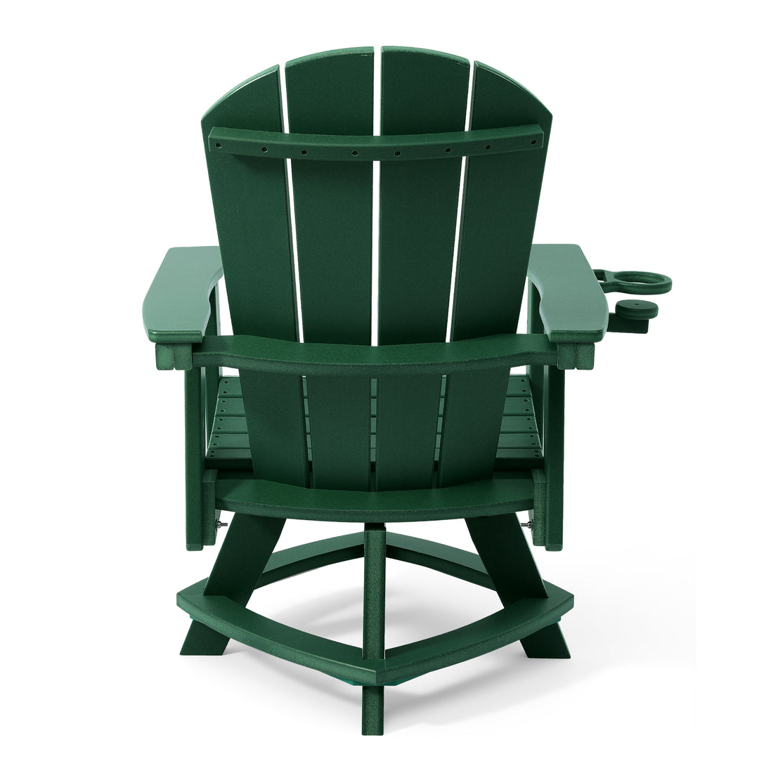 Malibu Outdoor HDPE Swivel Adirondack Patio Dining Chair With Cup Holder