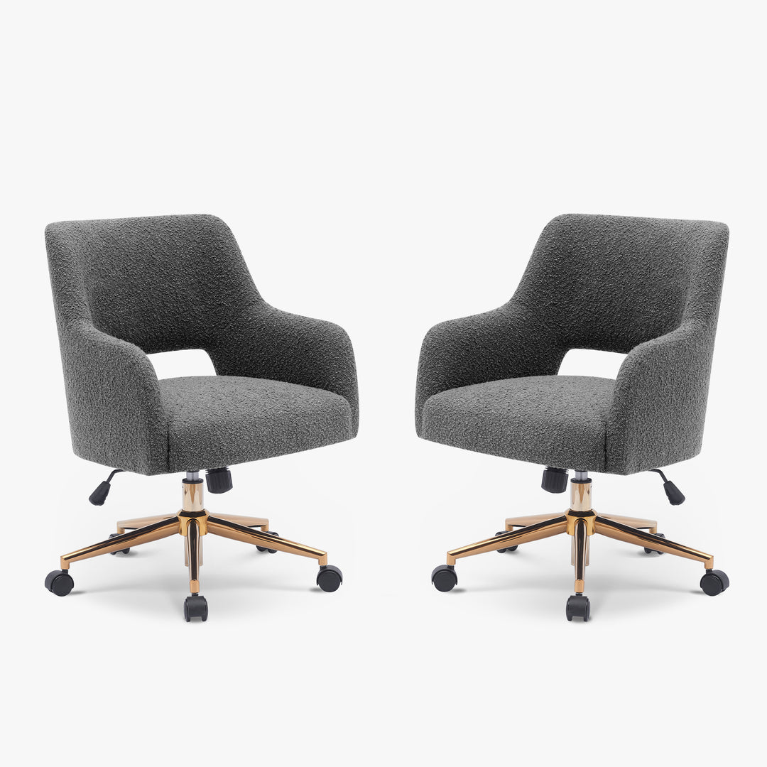 Genevieve Mid-Century Modern Swivel Office Vanity Chair with Wheels (Set of 2)