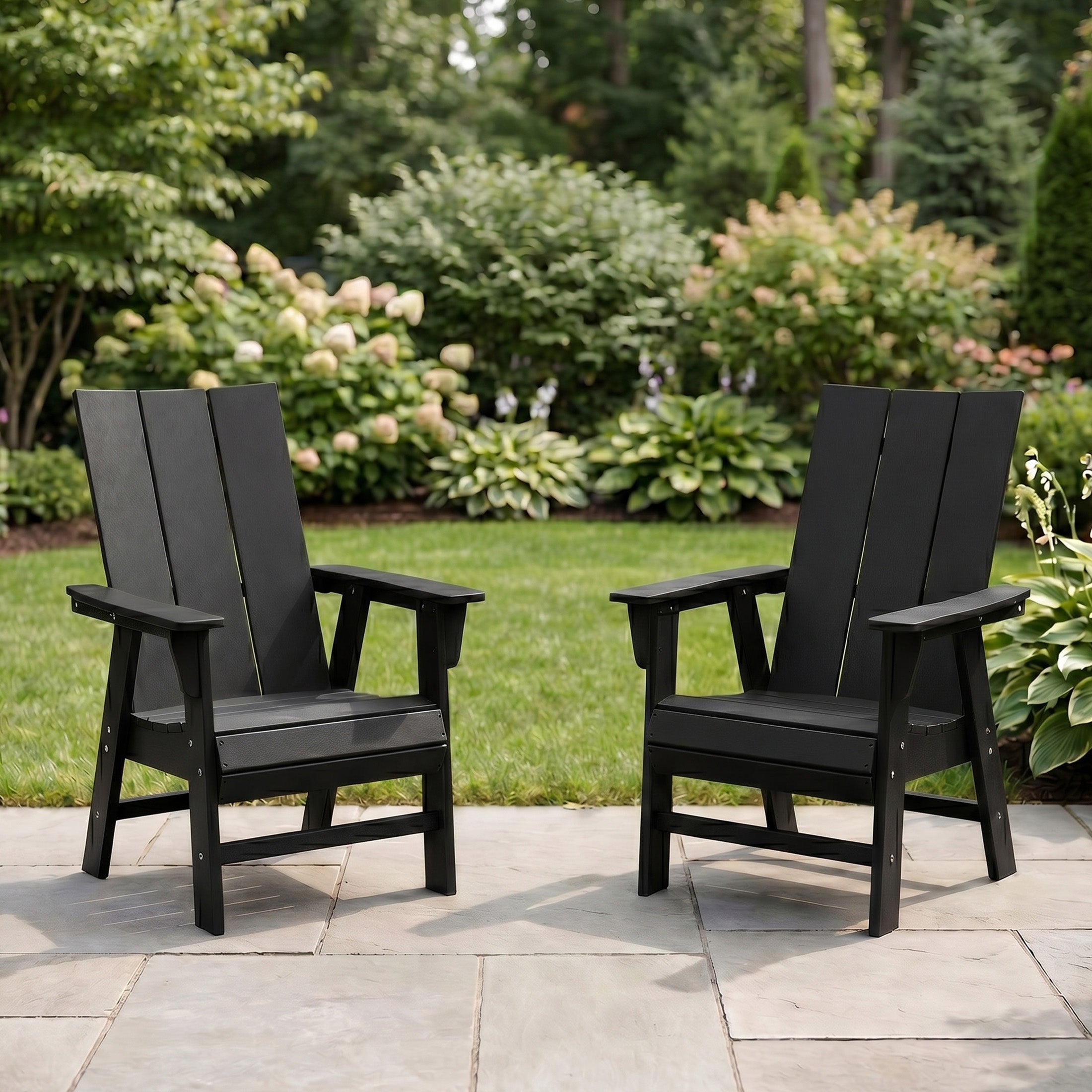 Ashore Outdoor Patio HDPE Plastic Modern Adirondack Dining Chairs (Set of 2)