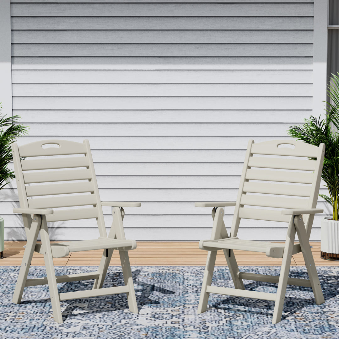 Azura HDPE Adjustable Highback Folding Outdoor Patio Dining Chairs Set of 2