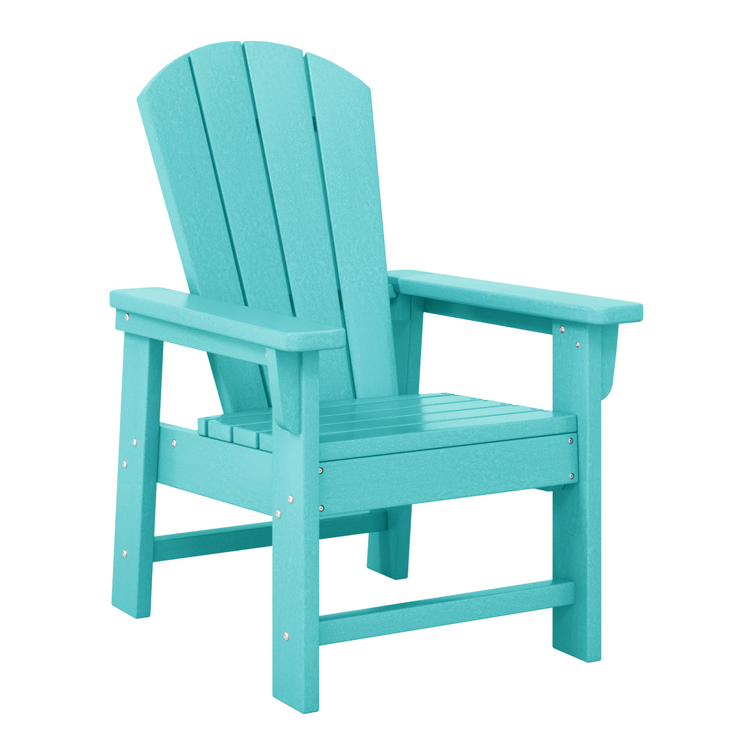 Malibu 2-Piece Kids Outdoor HDPE Adirondack Chair With Square Side Table Set