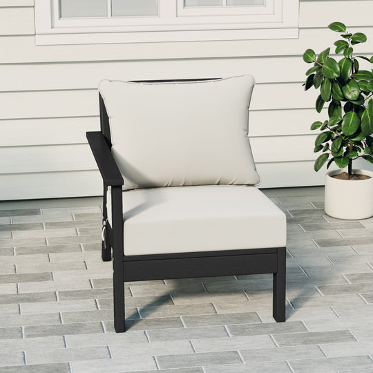 Avalon Outdoor Patio HDPE Left Arm Sectional Corner Club Chair with Patio Cushions