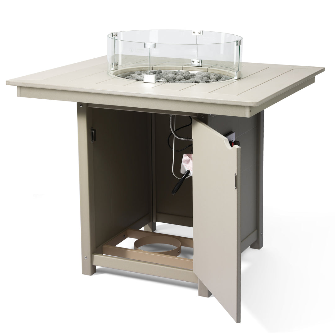 Helios 42" Modern Outdoor Patio Gas Propane Square Fire Pit Table