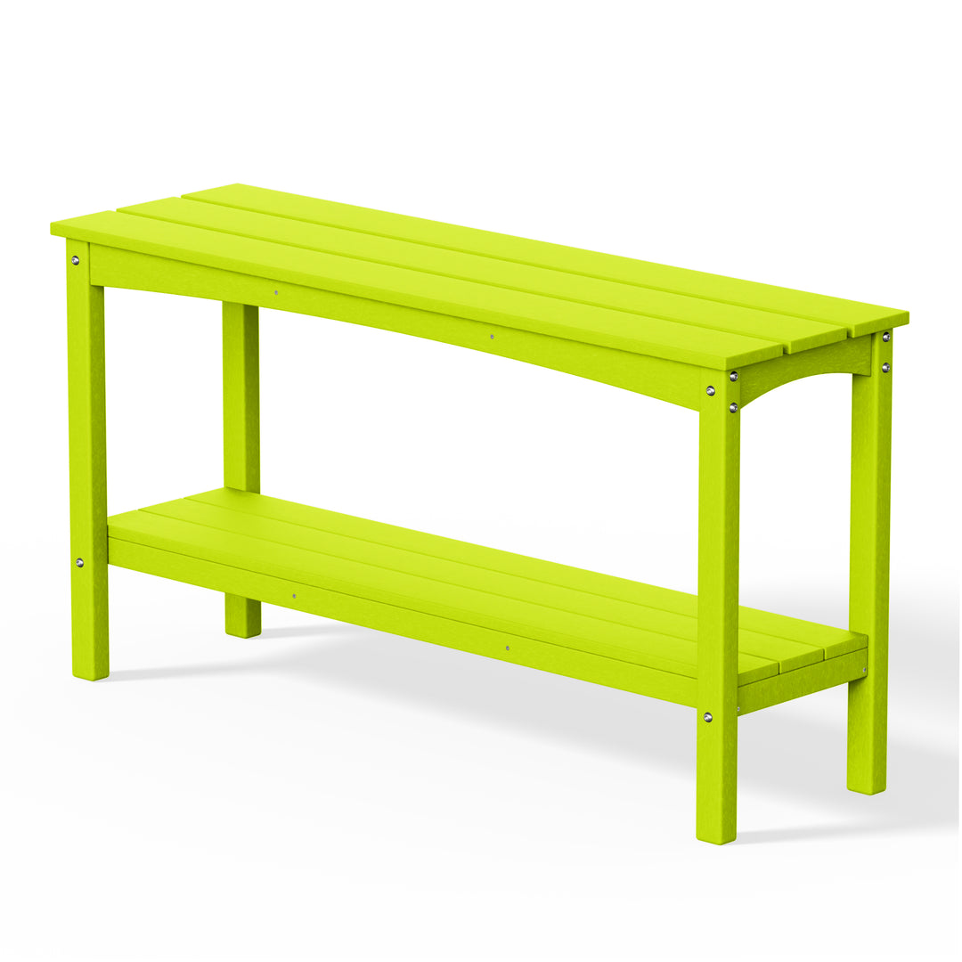 Malibu 55" Outdoor Patio HDPE Adirondack 2-Tier Shelf Console Table