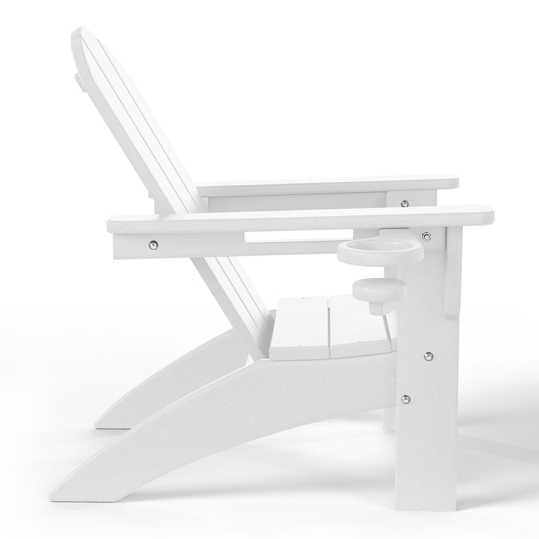 Malibu 3-Piece Kids HDPE Adirondack Chairs Set with Square Side Table and Cup Holders