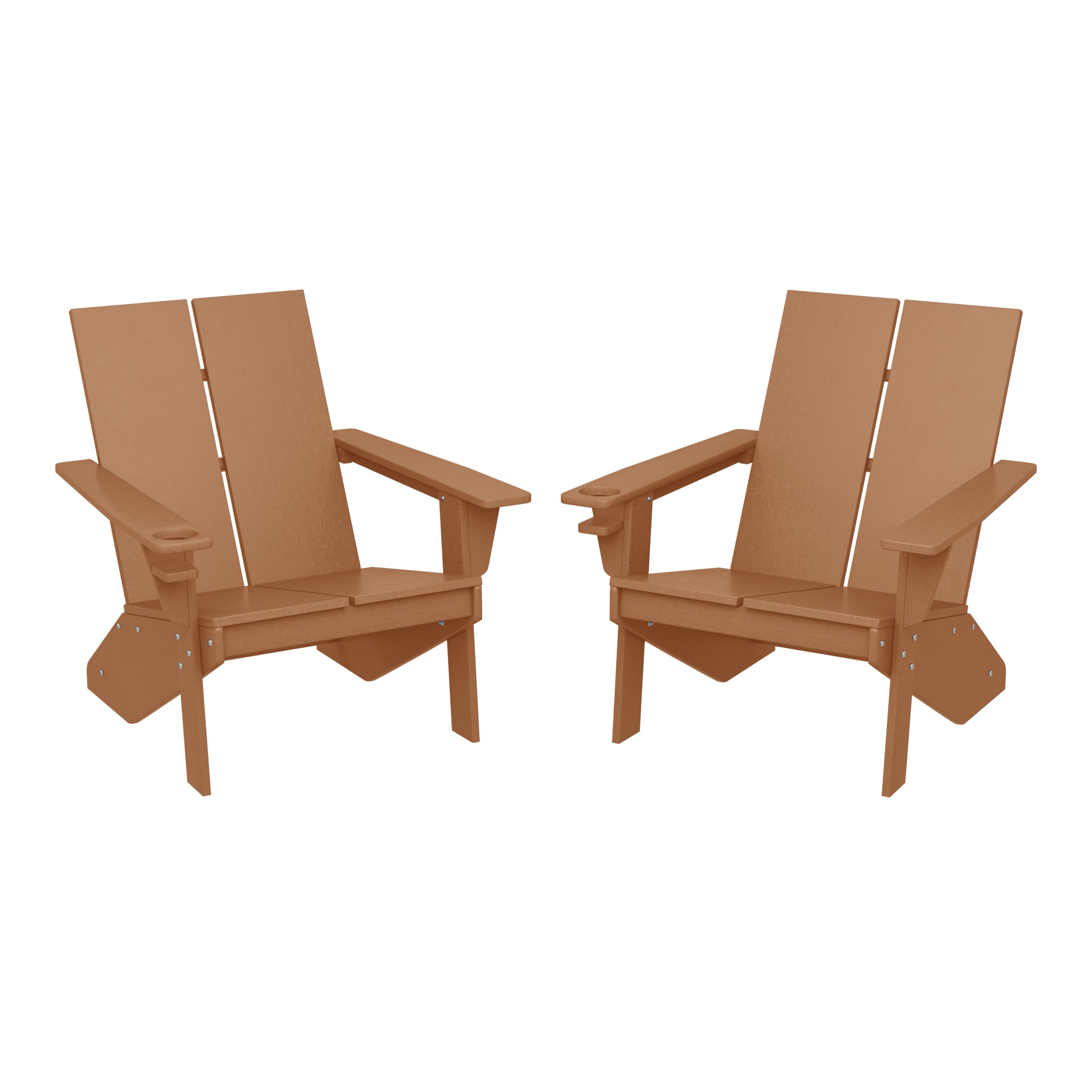 Riviera Outdoor HDPE Modern Adirondack Chair with Cup Holder (Set of 2)
