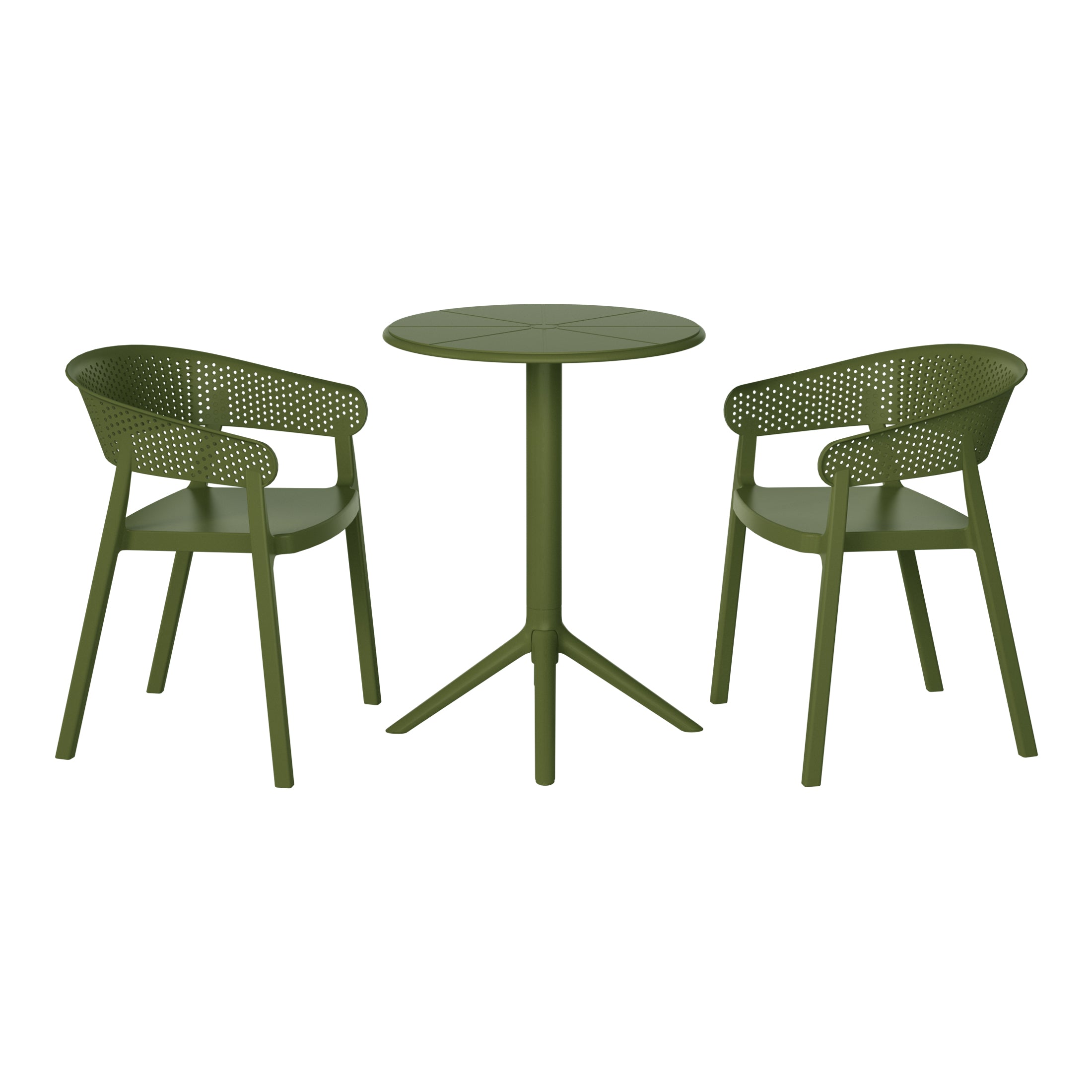 Playa 3-Piece Outdoor Resin Patio Bistro Table Set with Stackable Patio Dining Side Chairs