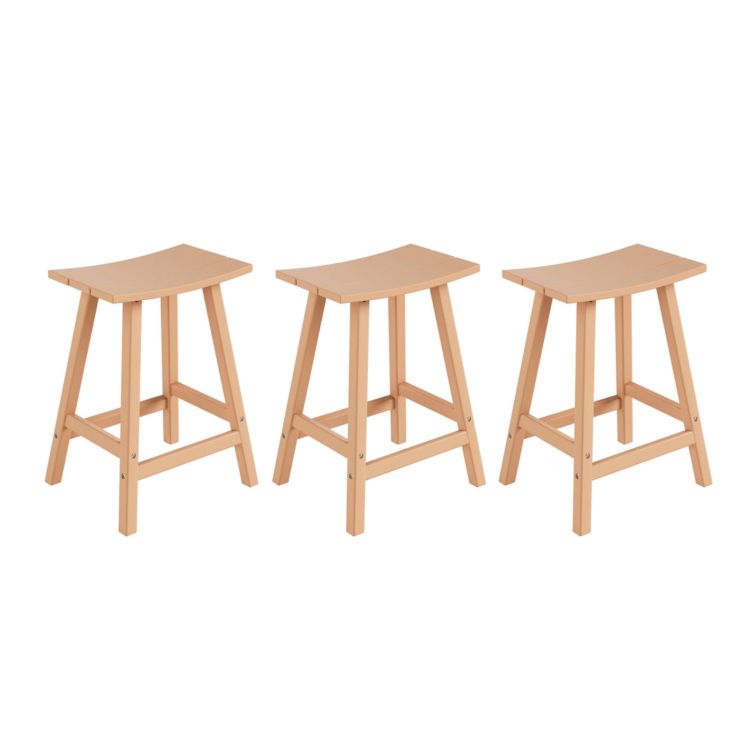 Malibu 24" HDPE Outdoor Patio Counter Height Bar Stools (Set of 3)