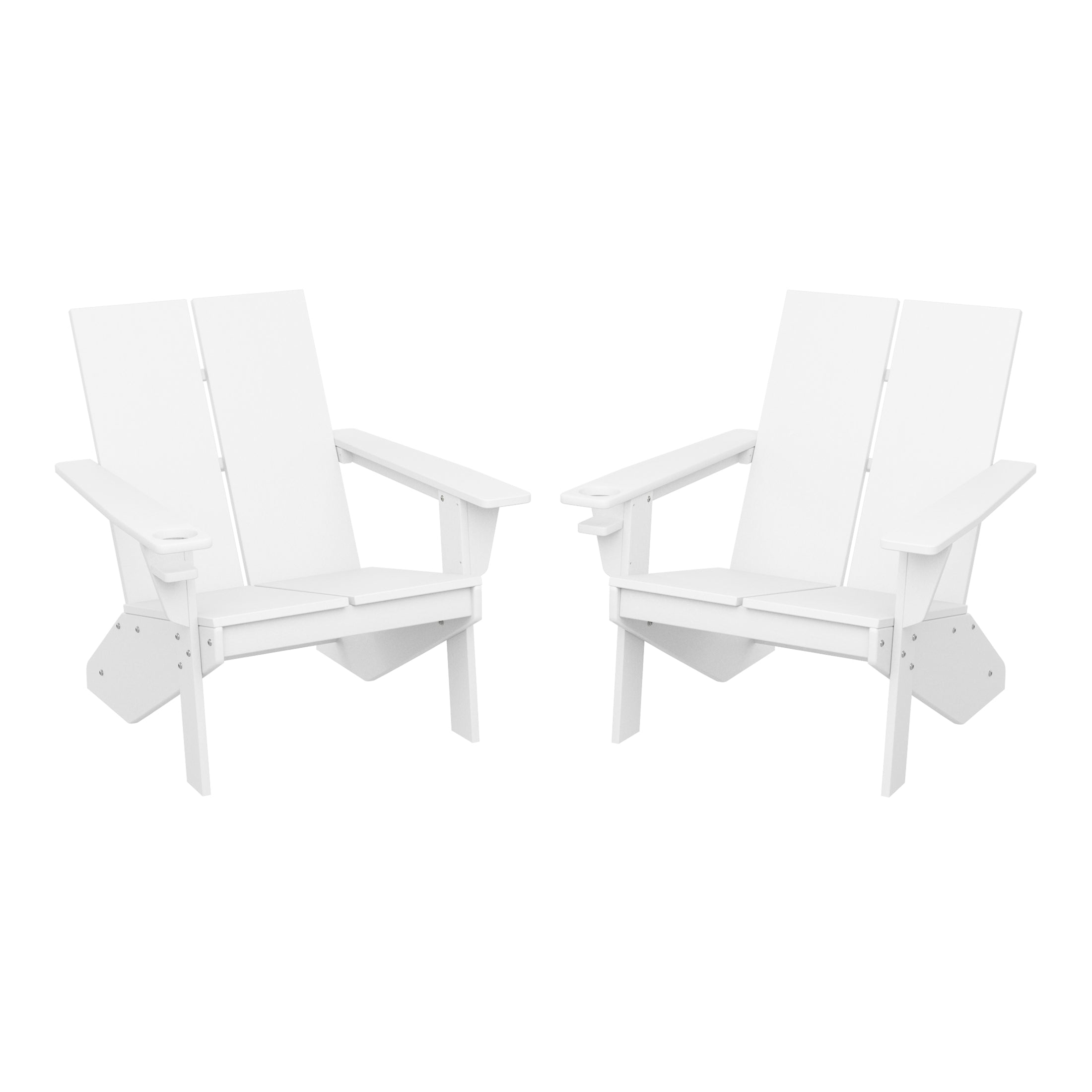 Riviera Outdoor HDPE Modern Adirondack Chair with Cup Holder (Set of 2)