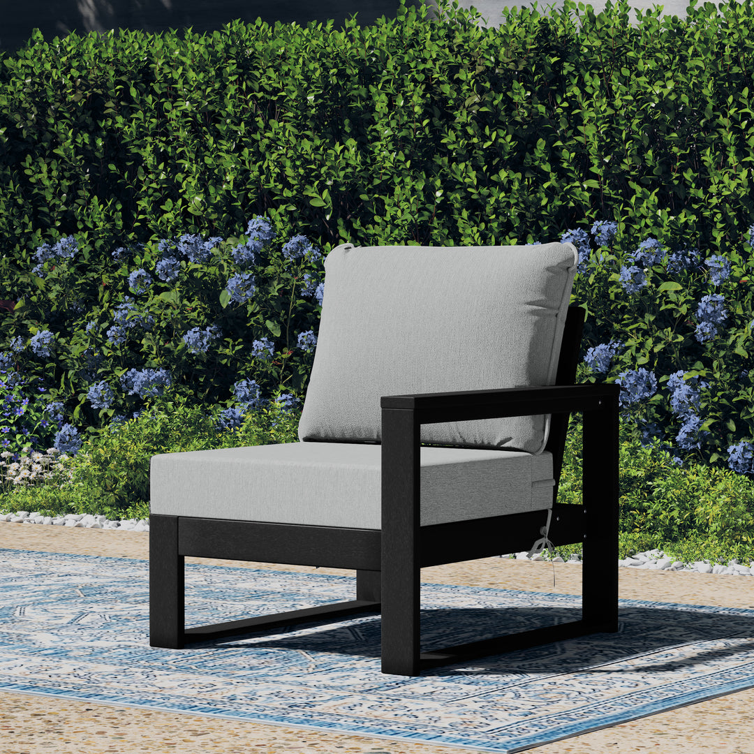 Outdoor Patio HDPE Right Arm Facing Sectional Corner Chair with Patio Cushions