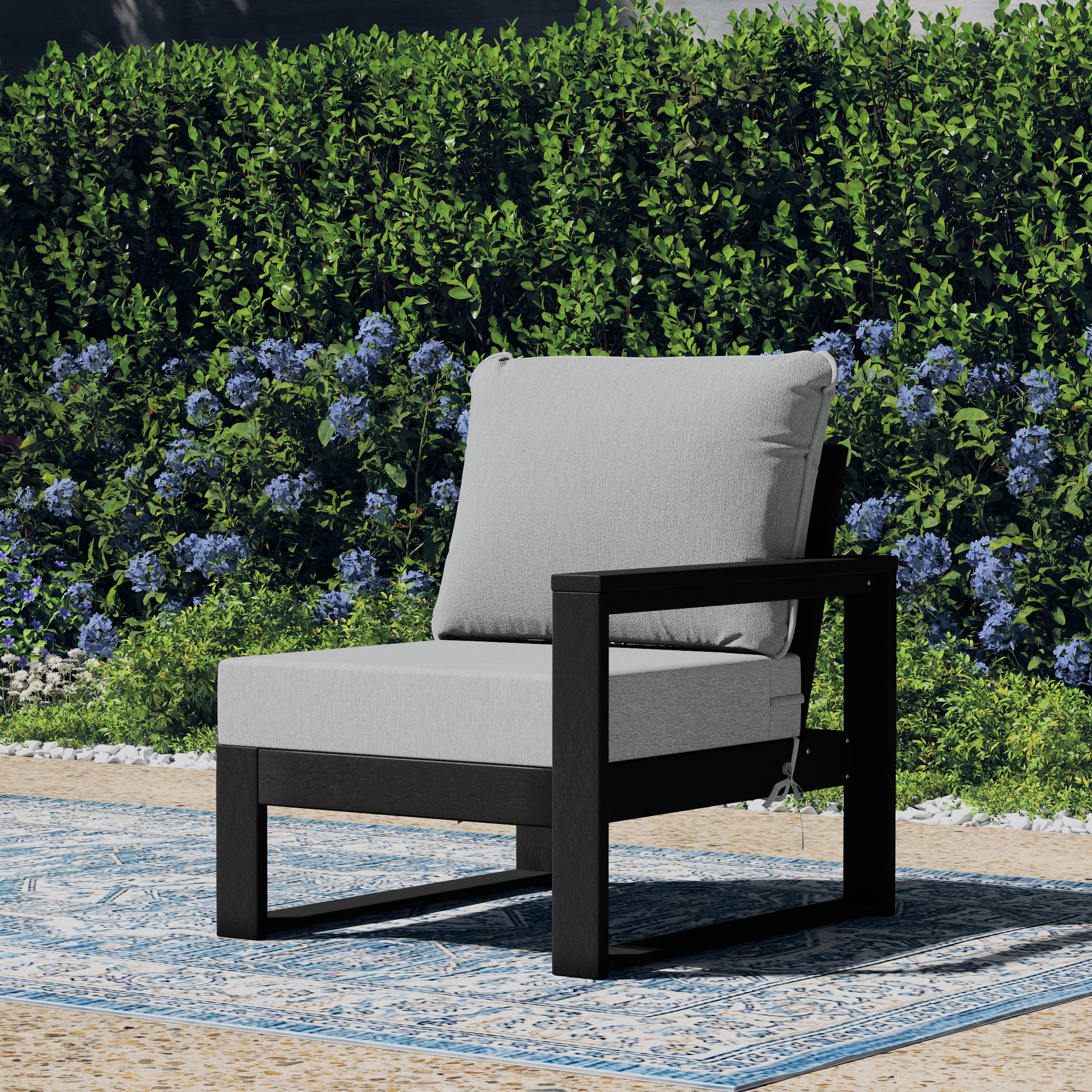 Montara Outdoor Patio HDPE Right Arm Facing Sectional Corner Chair with Patio Cushions
