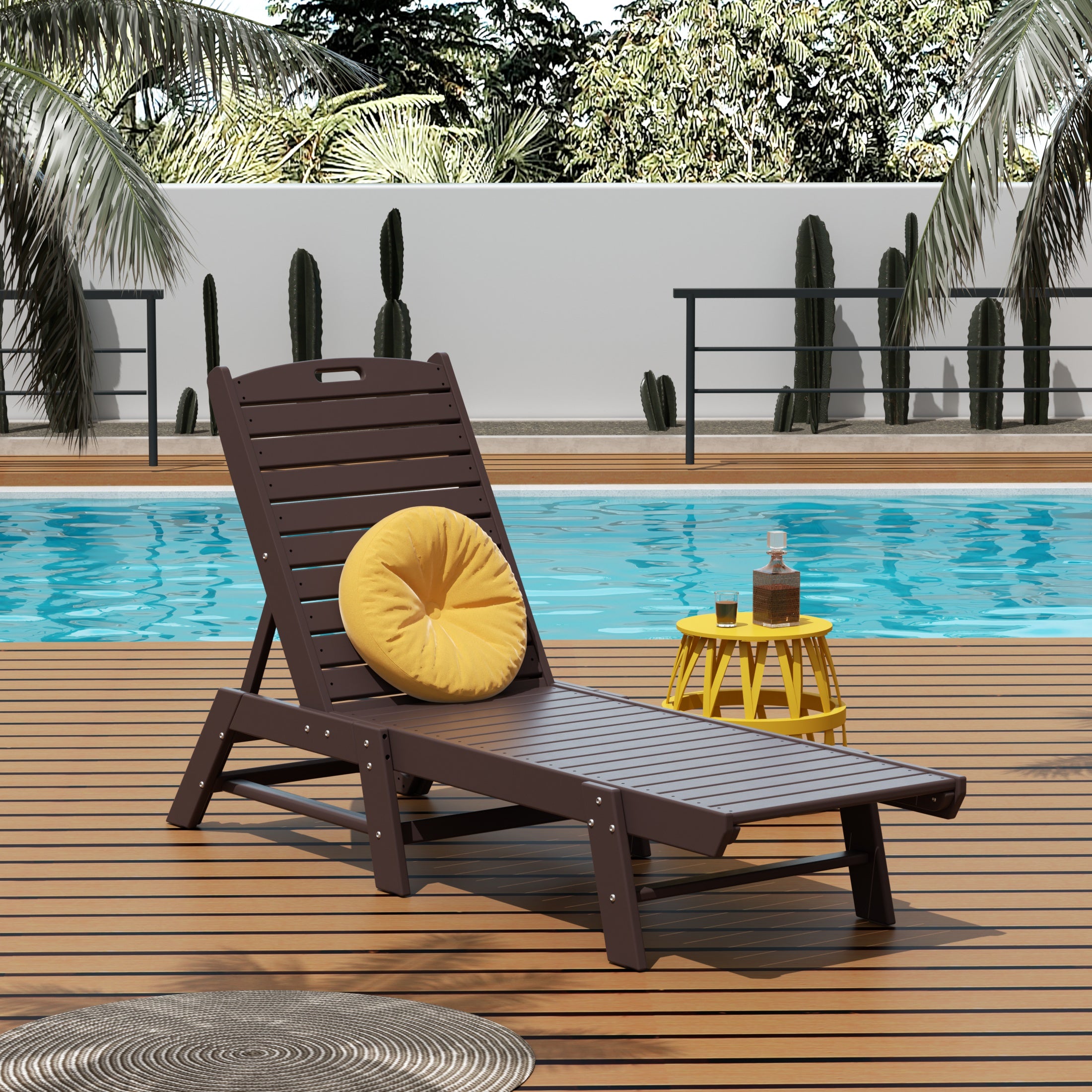 Malibu Poly Reclining Outdoor Patio Chaise Lounge Chair Adjustable