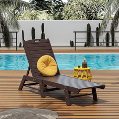 Malibu adjustable reclining chaise lounge in Dark Brown styled outdoors