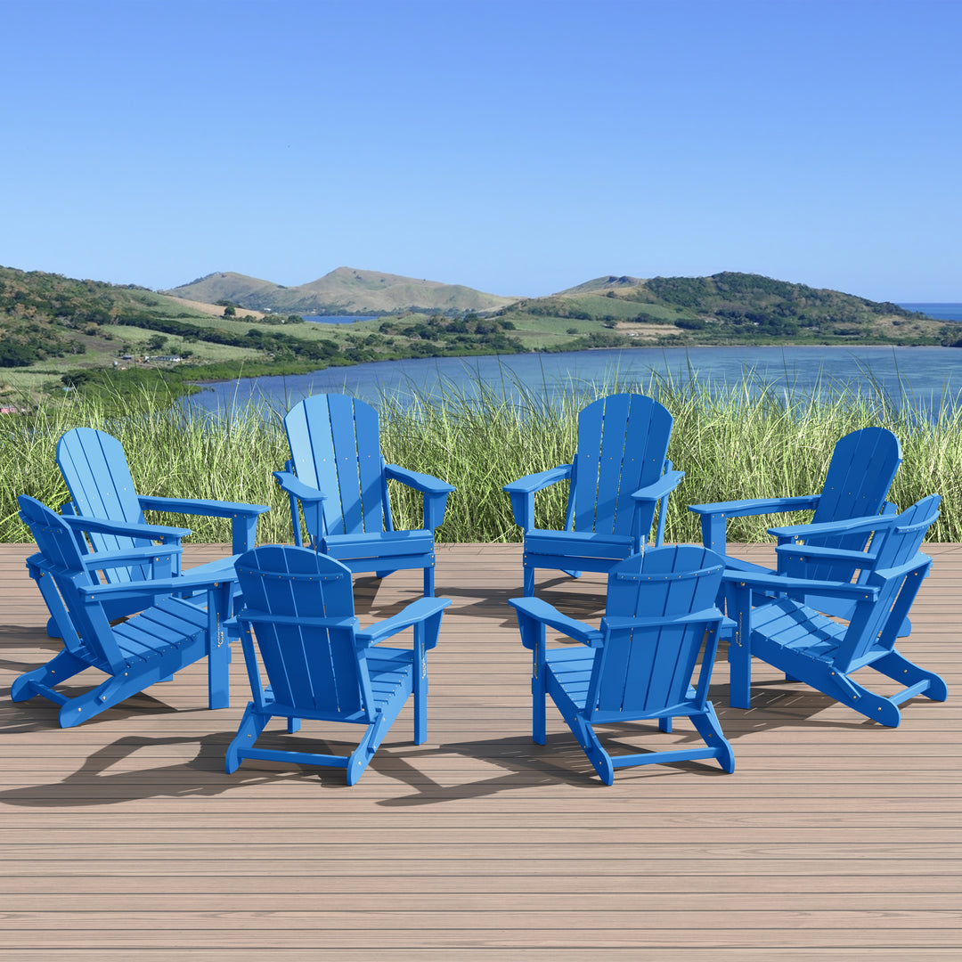 Malibu Outdoor Folding Poly Adirondack Chair (Set of 8)