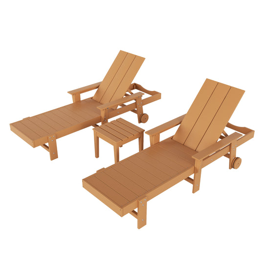 Ashore Modern Poly Reclining Chaise Lounge Set with Side Table