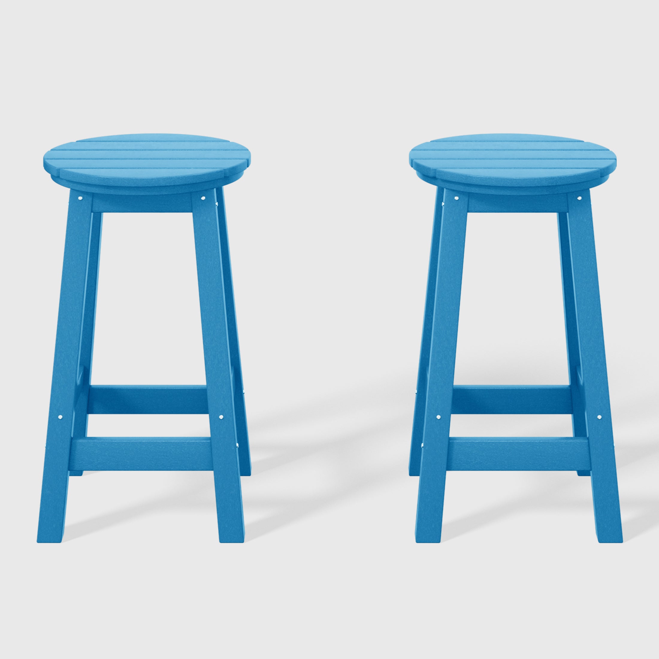Malibu 24" HDPE Outdoor Patio Round Counter Height Bar Stool Set of 2