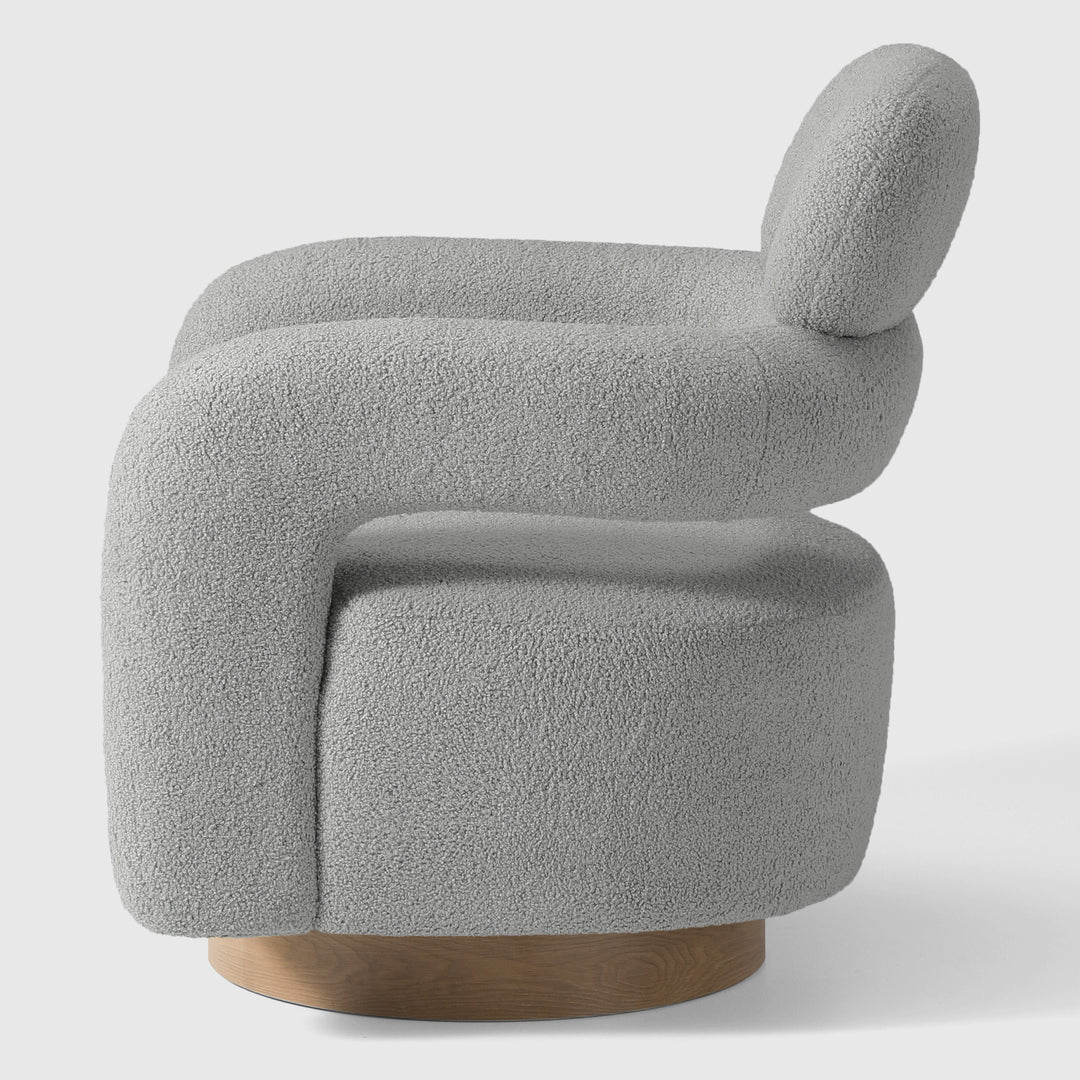 Alexandria Mid-Century Modern Sherpa Swivel Barrel Accent Chair With Storage Ottoman