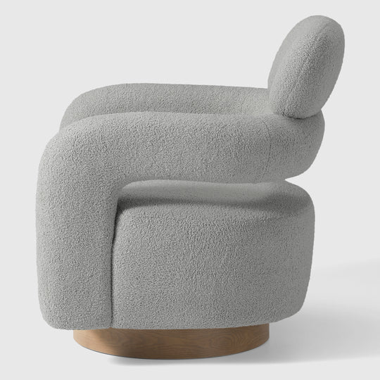 Alexandria Mid-Century Modern Sherpa Swivel Barrel Accent Chair With Storage Ottoman