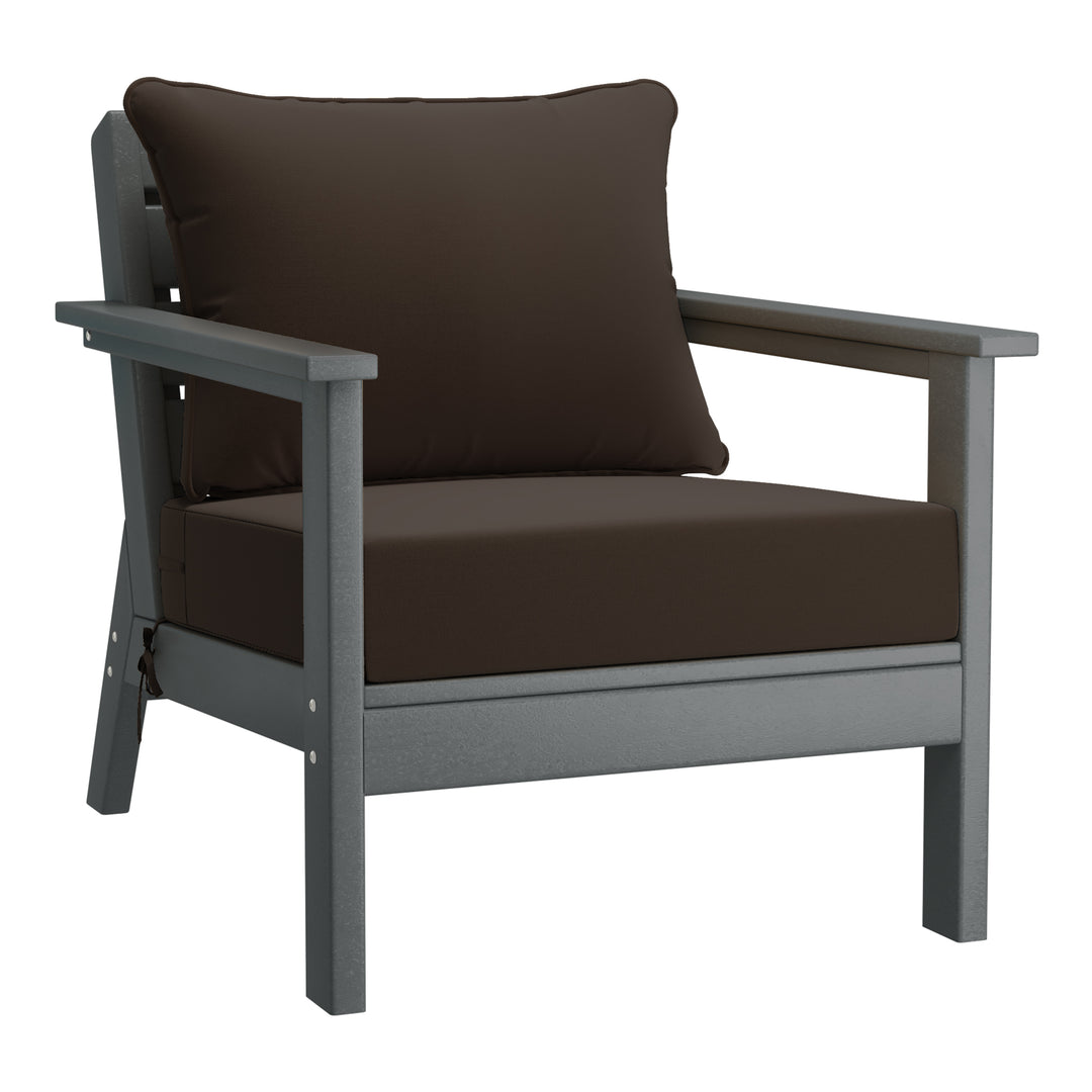 Avalon Outdoor Modern HDPE Patio Club Chairs with Deep Seat Cushions (Set of 2)