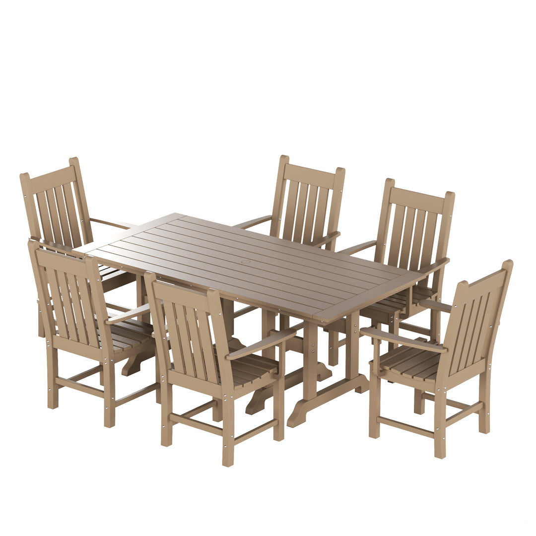 Malibu 7 Piece Outdoor Patio Dining Set Outdoor Table and Armchair Set