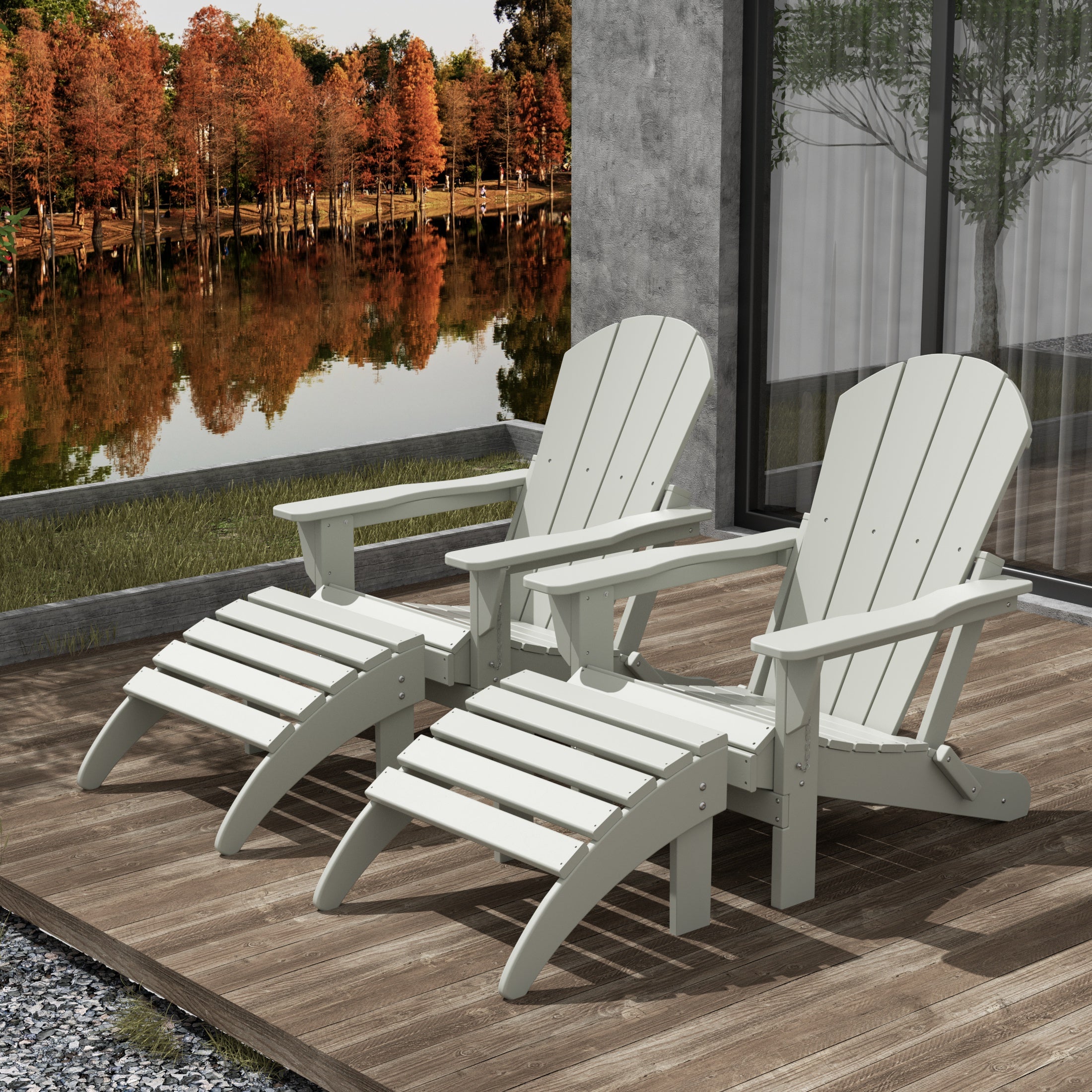 Malibu 4-Piece set classic Adirondack chairs with ottoman (2 seater)