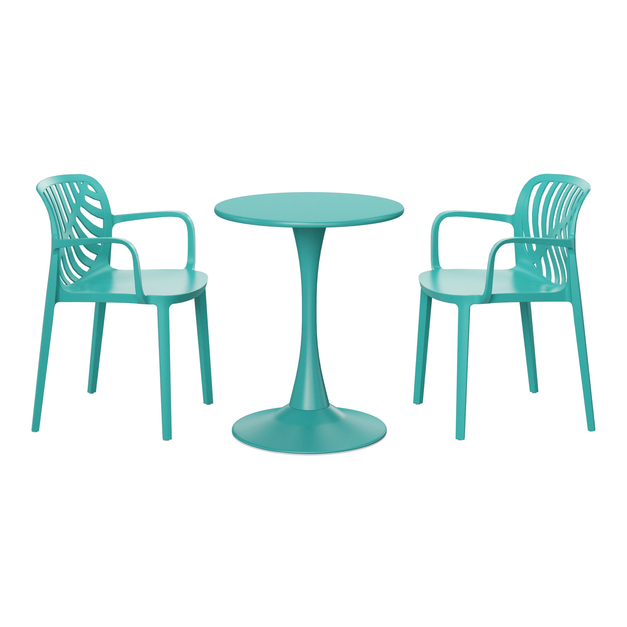 Playa 3-Piece Outdoor Indoor Metal Patio Dining Table Set With Stackable Patio Chairs