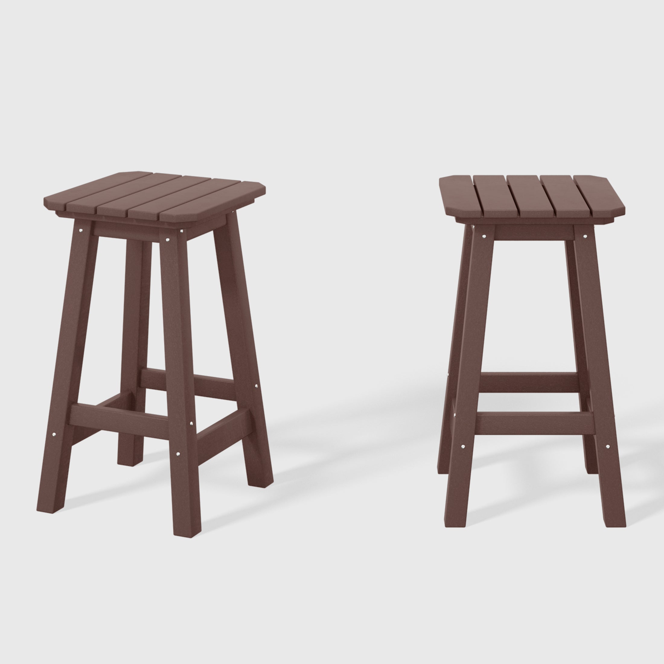 Malibu 24" HDPE Outdoor Patio Counter High Backless Square Bar Stools Set of 2