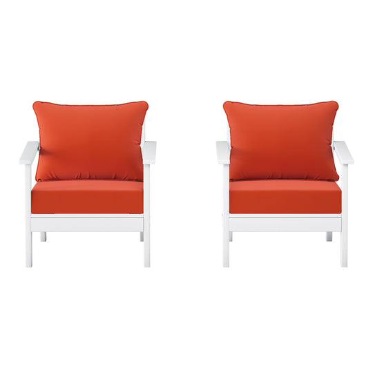 Avalon Outdoor Modern HDPE Patio Club Chairs with Deep Seat Cushions (Set of 2)