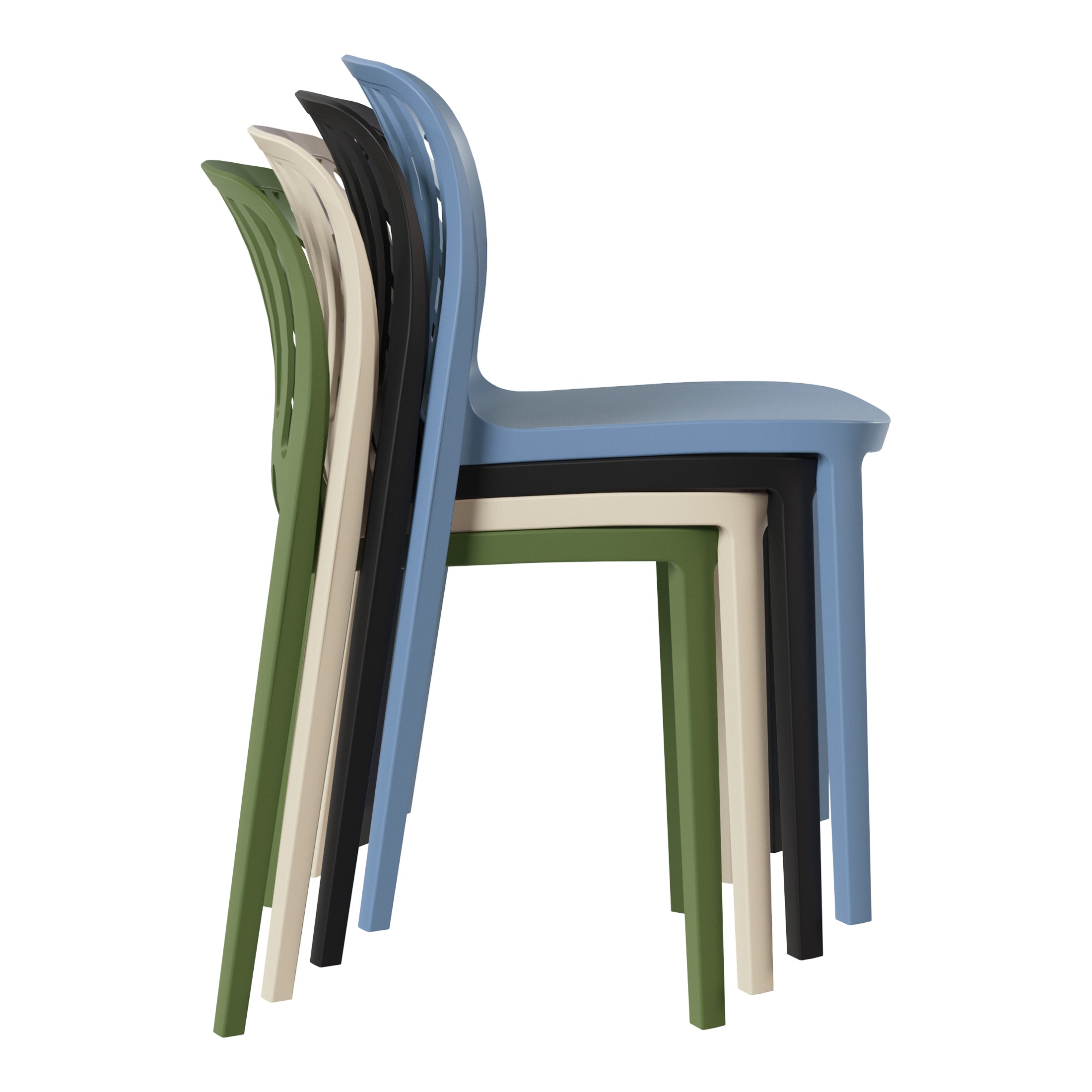 Playa Outdoor Modern Stackable Polypropylene Plastic Patio Bistro Dining Side Chairs (Set of 2)