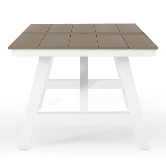 Cape May 72" HDPE Rectangle Outdoor Patio Dining Table With Umbrella Hole and Metal Frame