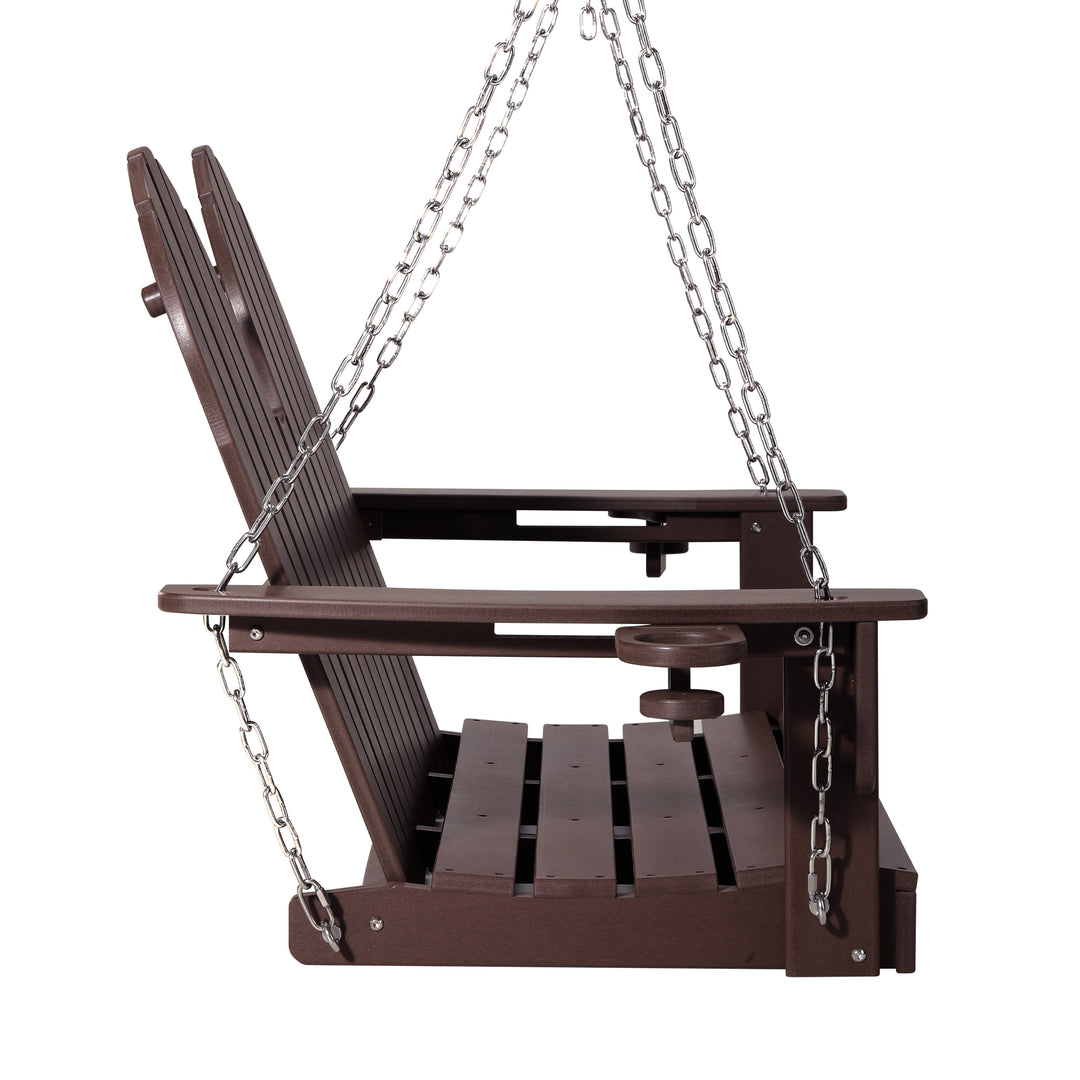 St. Augustine 4ft Outdoor HDPE Poly Farmhouse Hanging Porch Swing With Cup Holders