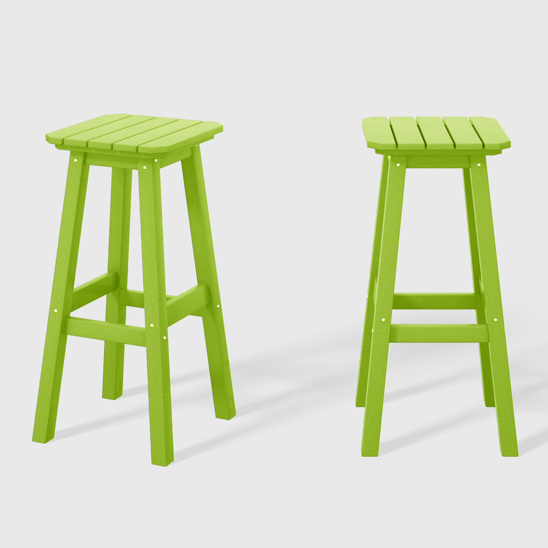 Malibu 29" HDPE Outdoor Patio Square Bar Height Bar Stool (Set of 2)