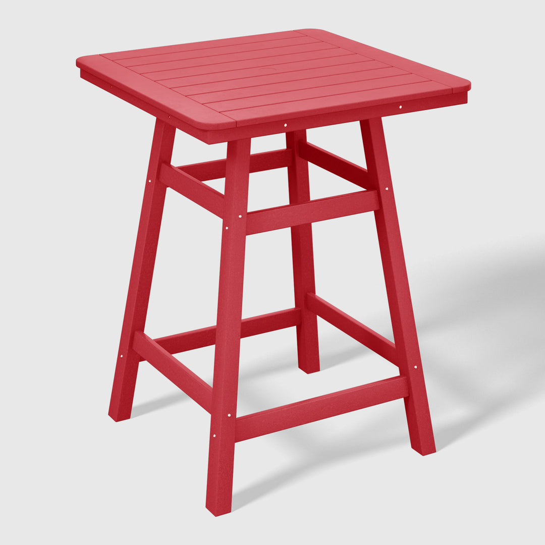 Malibu 30" Square Outdoor Patio Counter High Bistro Bar Table With Umbrella Hole