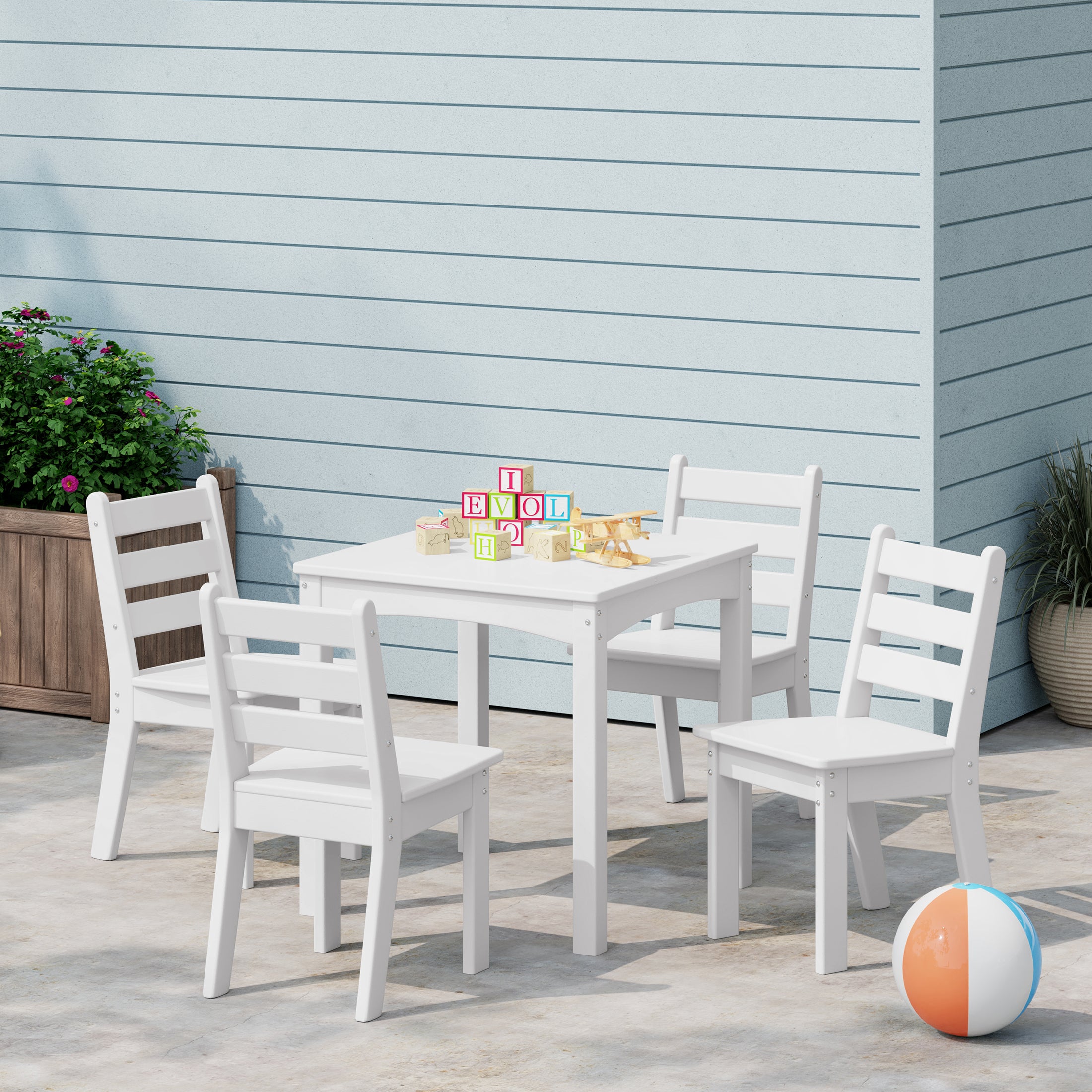 Treehouse Kids 5-Piece HDPE Dining Table and Chairs Set