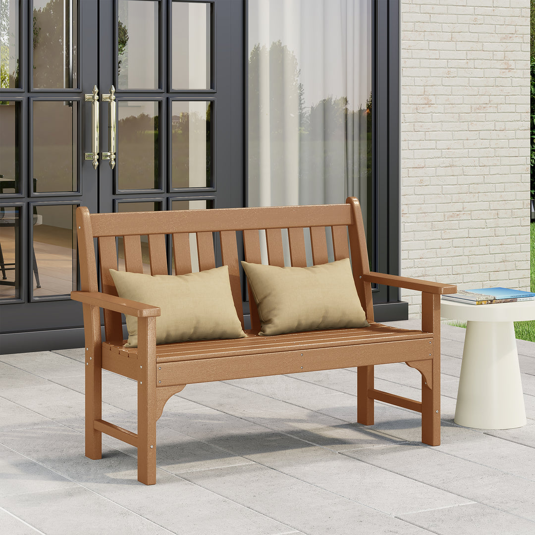 Malibu Outdoor 2-Person All-Weather HDPE Front Porch Garden Bench