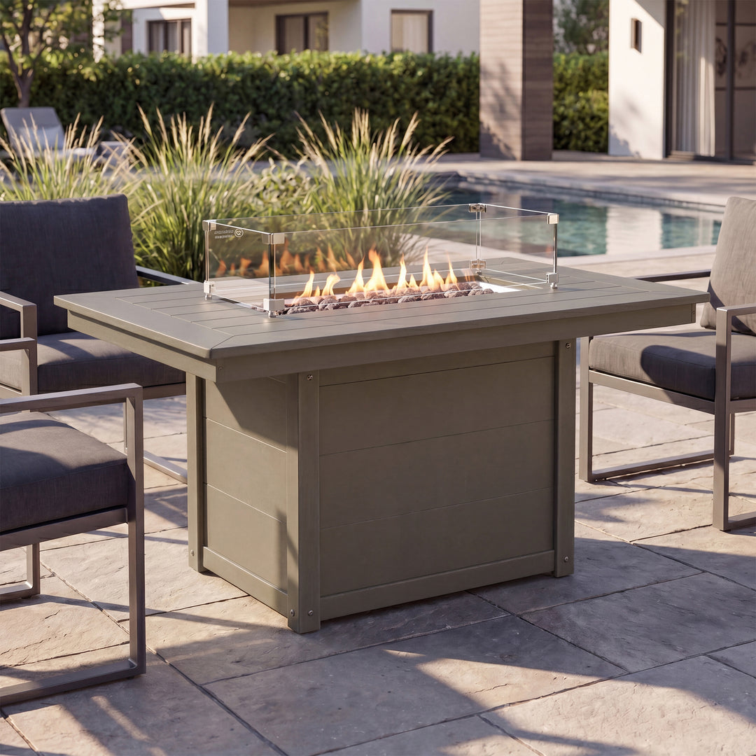 Helios 46" Modern Outdoor 55,000 BTU Patio Gas Propane Rectangle Deck Fire Pit Table