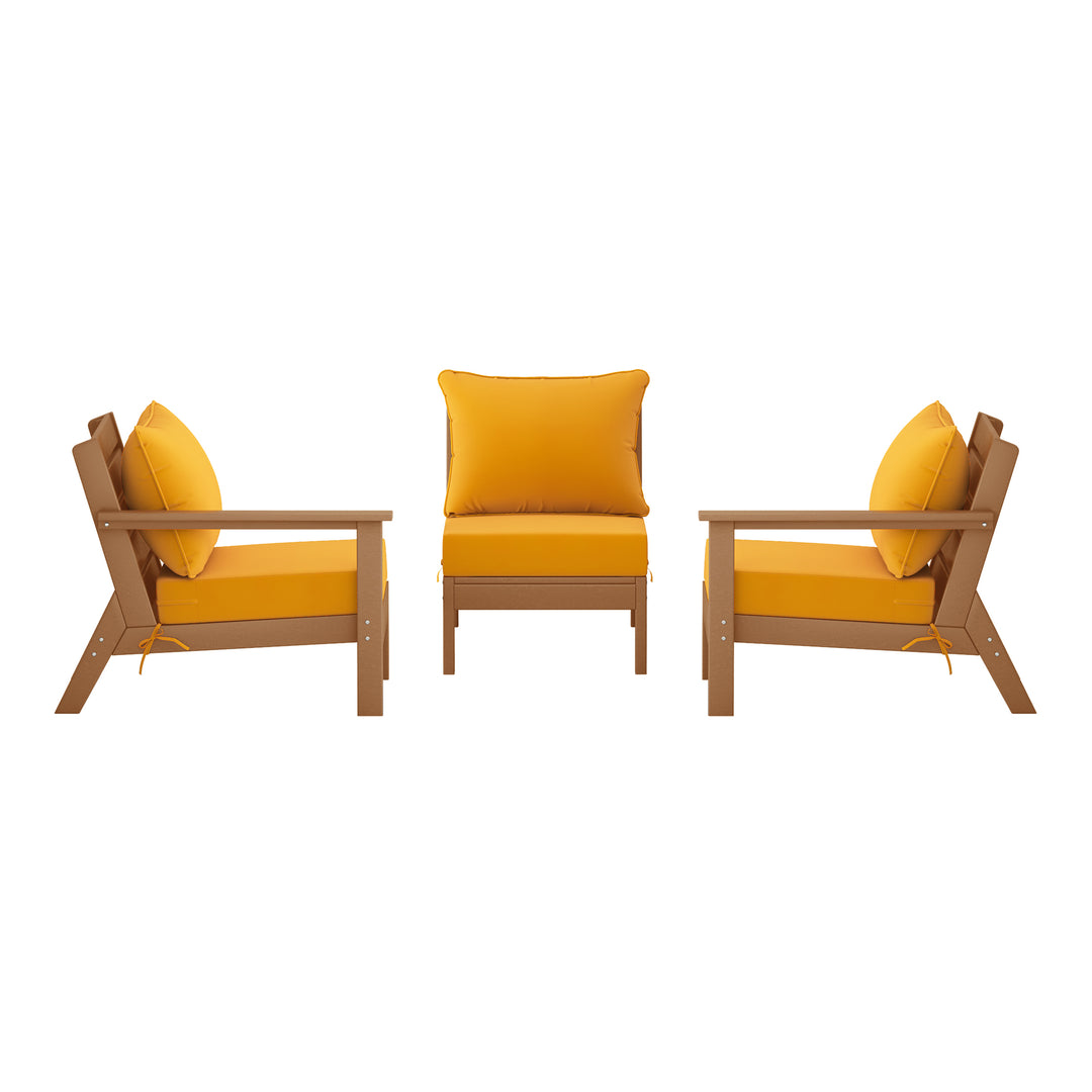Avalon Outdoor Patio HDPE Sectional Sofa with Patio Cushions