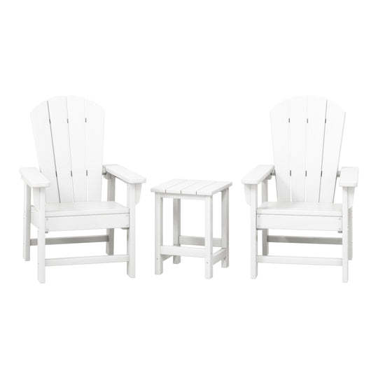 Malibu Kids 3-Piece Outdoor HDPE Adirondack Chairs With Square Side Table Set