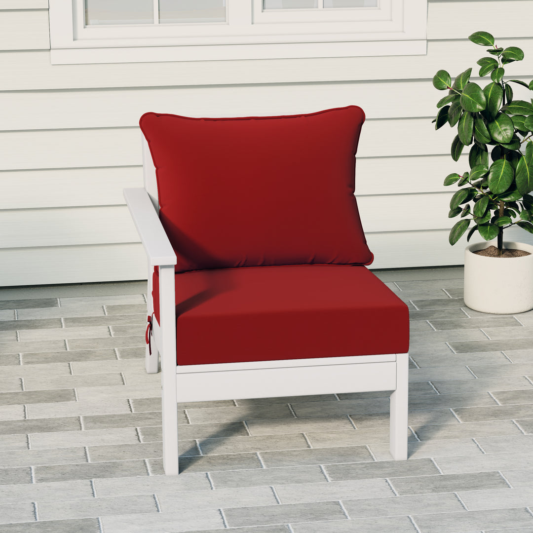 Avalon Outdoor Patio HDPE Left Arm Sectional Corner Club Chair with Patio Cushions