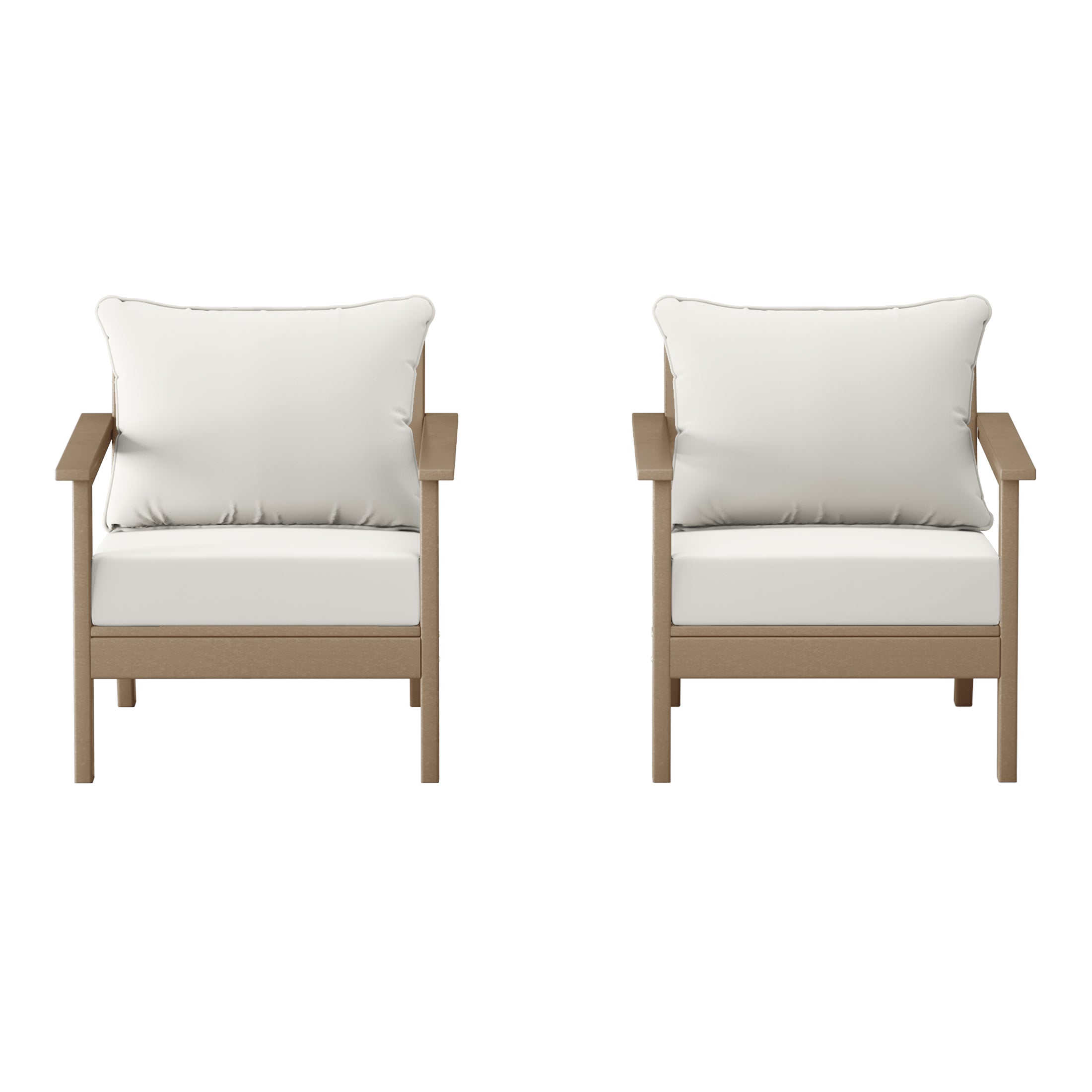 Avalon Outdoor Modern HDPE Patio Club Chairs with Deep Seat Cushions (Set of 2)