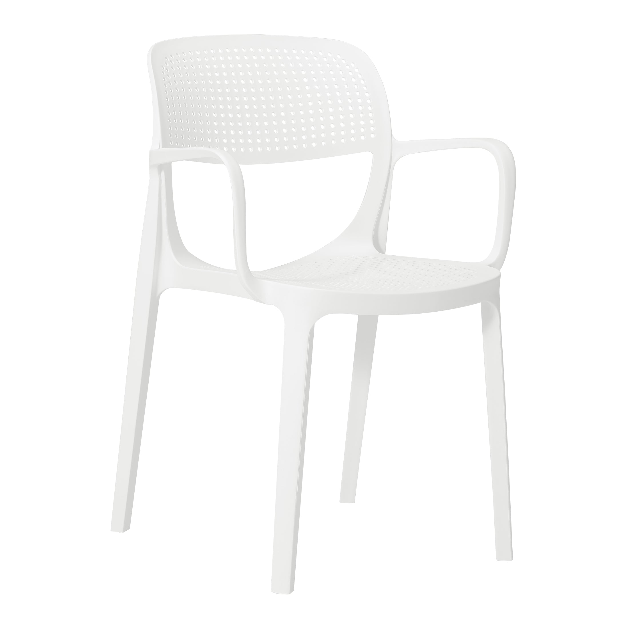 Playa 3-Piece Round Metal Bistro Dining Table Set And Stackable Resin Patio Dining Arm Chairs